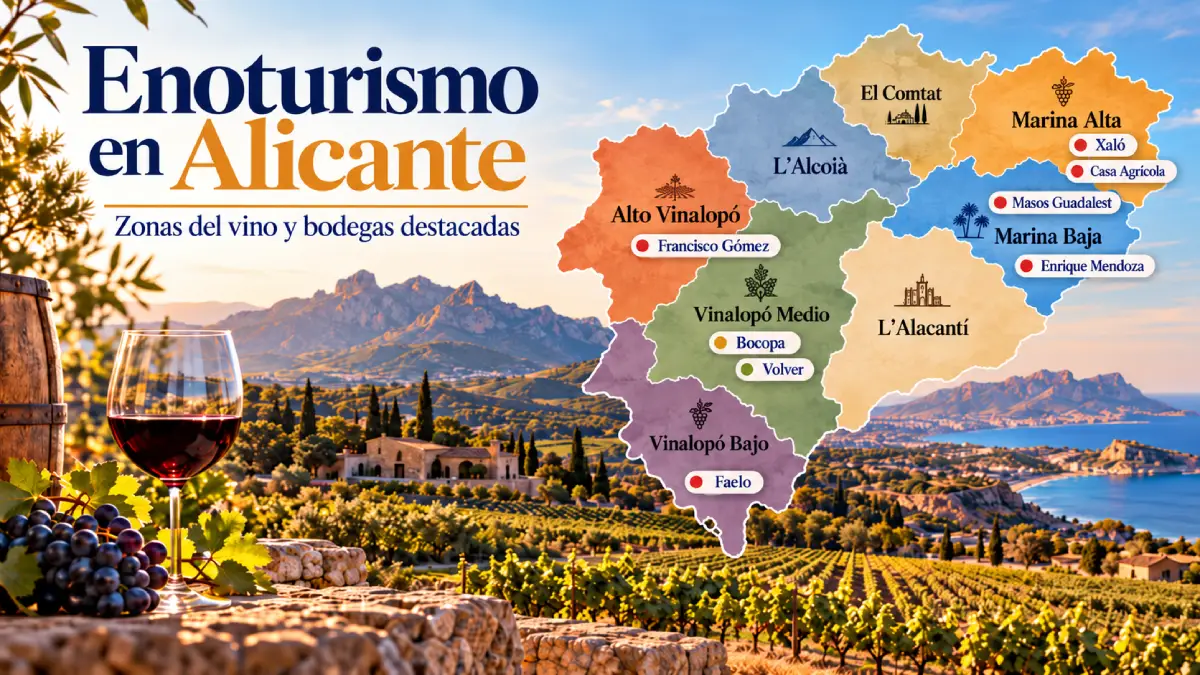 Mapa del enoturismo en Alicante: comarcas y bodegas destacadas